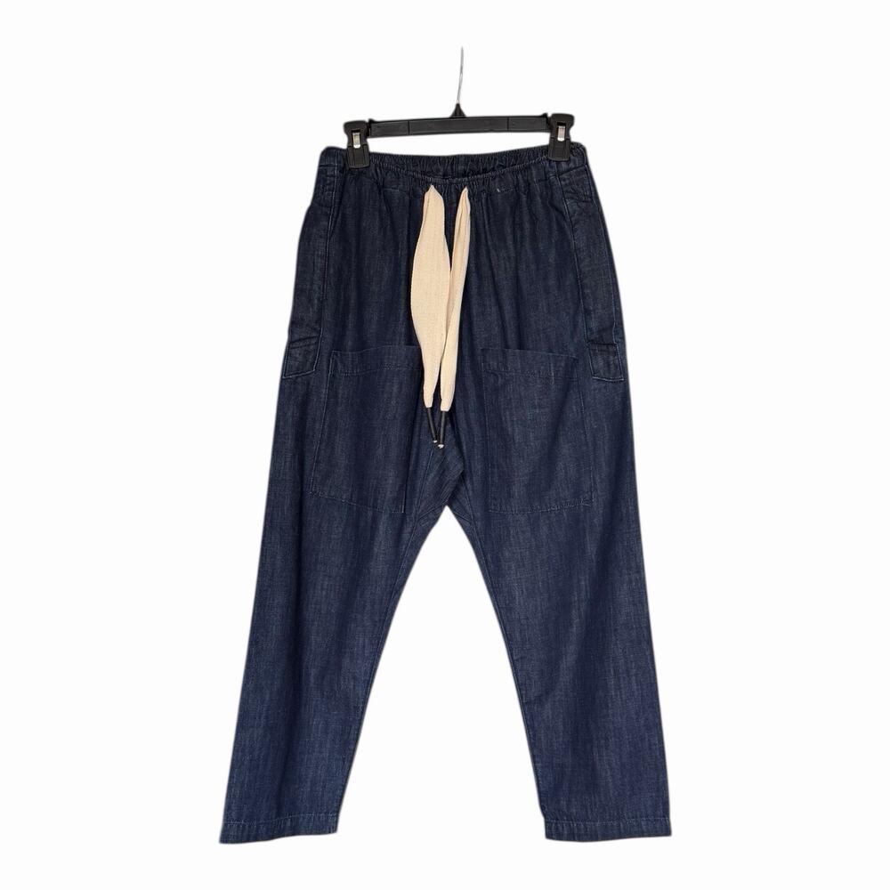 Sandrine Rose High Rise Crop Pants Dark Indigo Denim Blue NWT Size Small